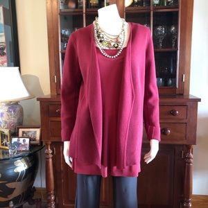 Eileen Fisher Red Saffron Open Cardigan xs